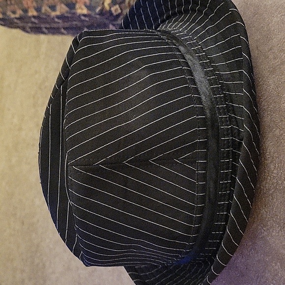VTG 1980s GOLDBERG LLOYD Black Trendy Pinstripe Fedora Jazz Pimp Hat - Picture 5 of 8